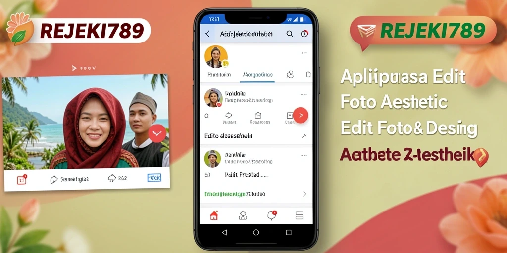 Screenshot antarmuka REJEKI789 dengan fitur Edit Foto Aesthetic.