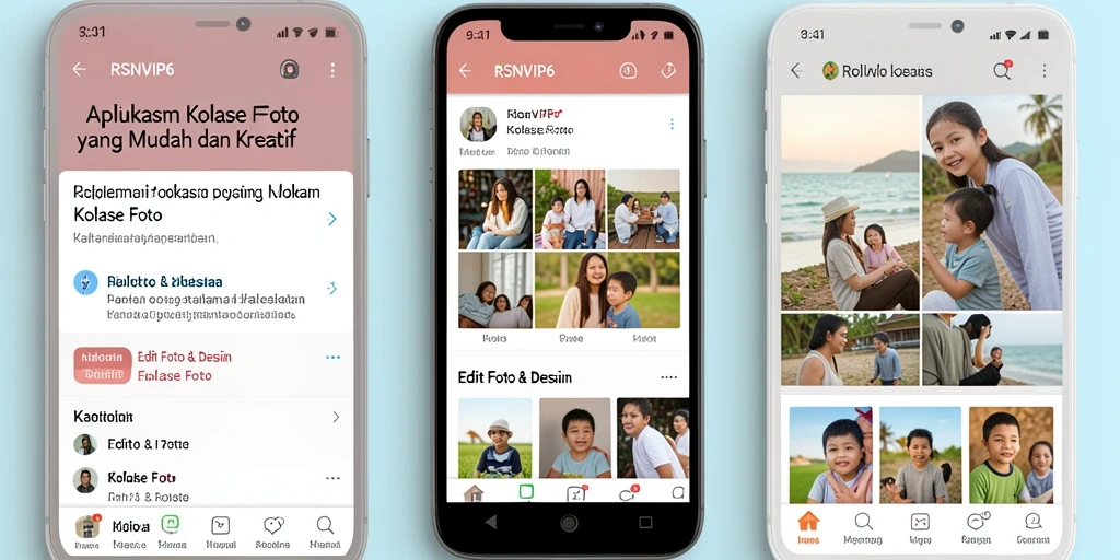 Screenshot antarmuka utama RSNVIP6 menampilkan pilihan kolase yang menarik.